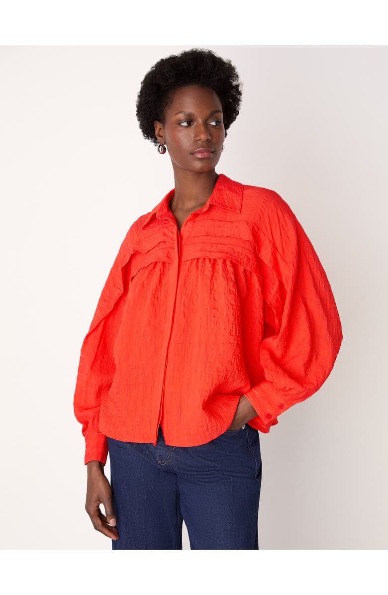 Whistles Textured Frill Detail Blouse, Main, color, Red