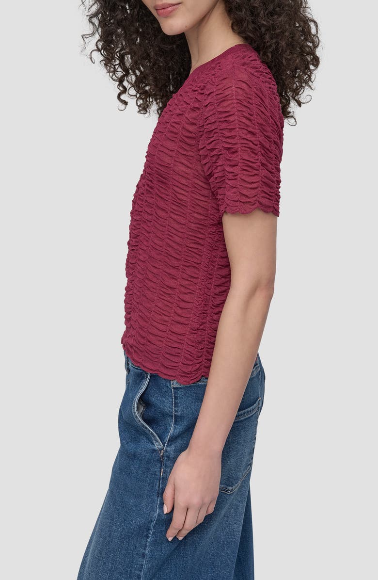 DKNY Superfine Textured Short Sleeve Sweater, Alternate, color, Beet