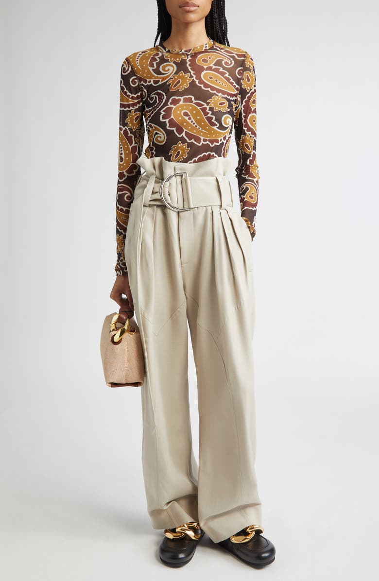 JW Anderson Paisley Print Long Sleeve Underpinning Mesh Top, Alternate, color, 