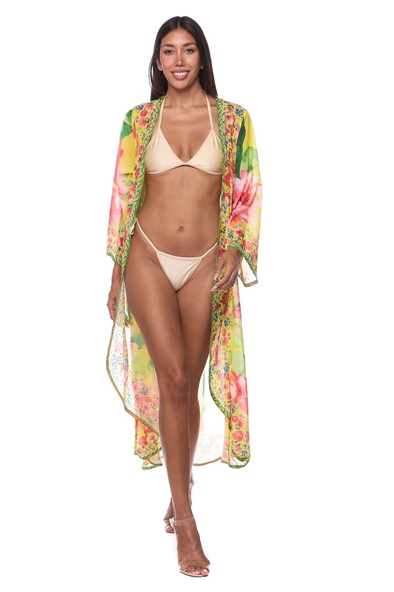 Embellished Cover-Up Duster, Alternate, color, YELLOW