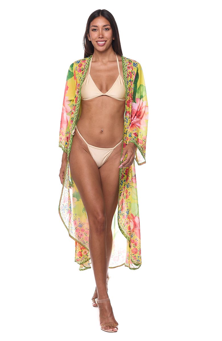 RANEES Embellished Cover-Up Duster, Alternate, color, Yellow