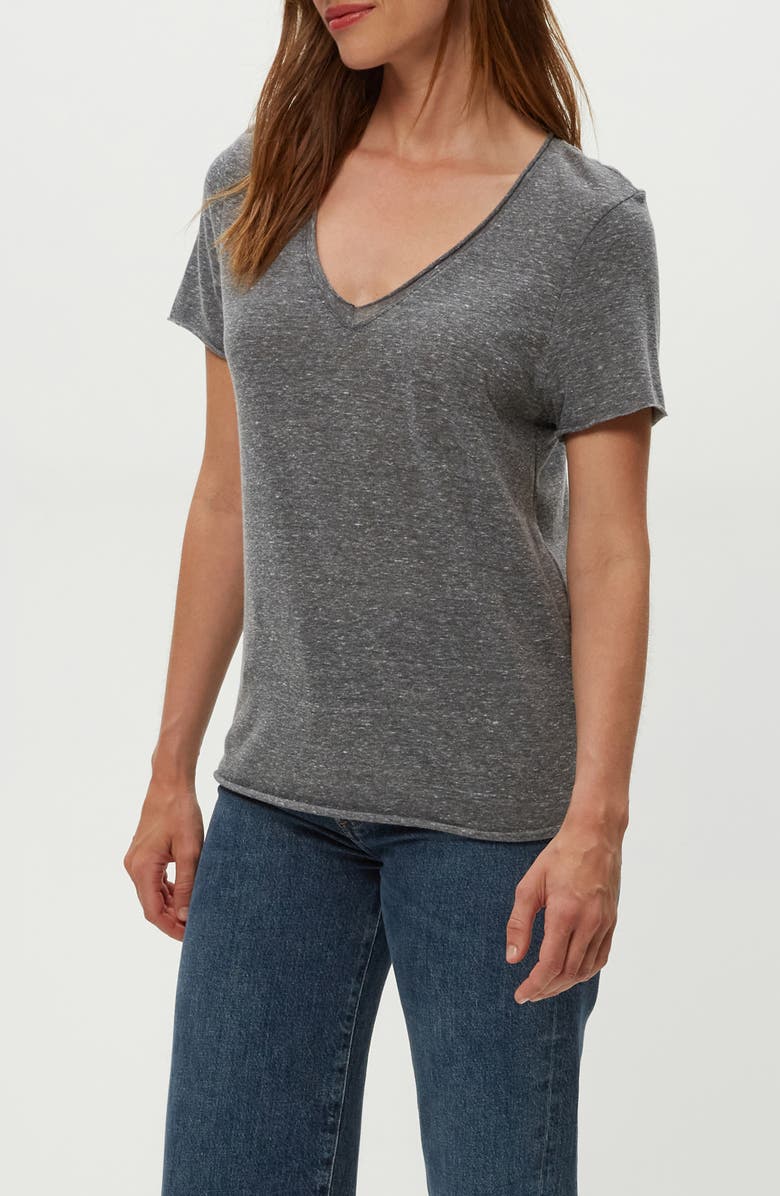 Michael Stars Vera Roll Edge V-Neck T-Shirt, Alternate, color, Charcoal
