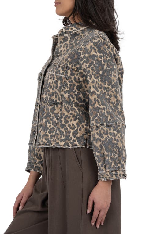 Kut From The Kloth Bailey Leopard Print Denim Jacket In Gray