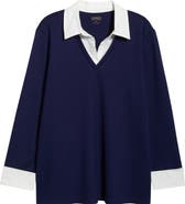 Jones New York Mixed Media Collar Sweater