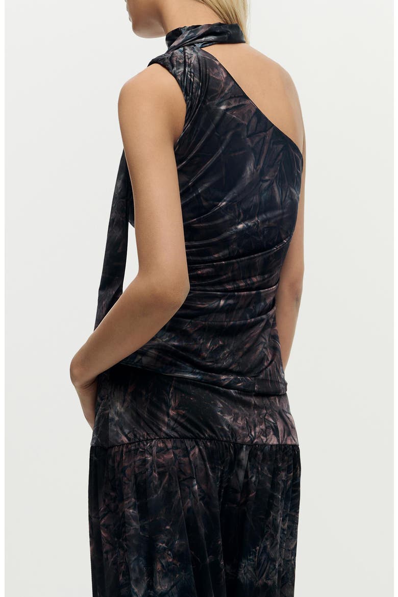 Scarf Neck Sleeveless Top, Alternate, color, BROWN