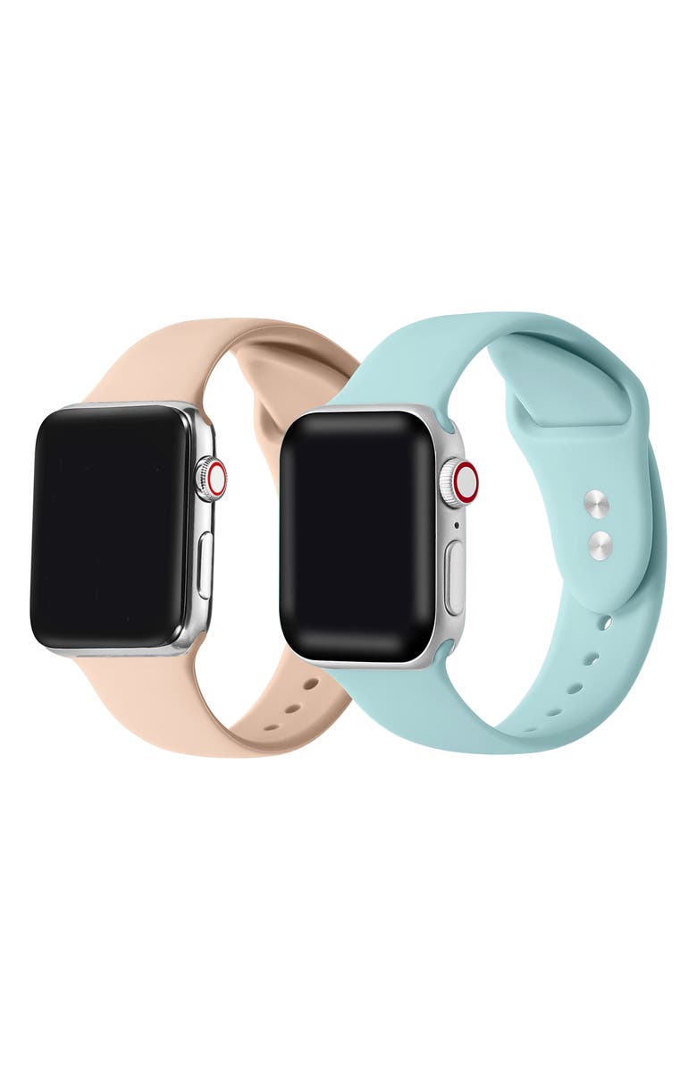 Posh Tech 2-Pack Silicone Watch Bands, Alternate, color, Light Pink/ Seafoam