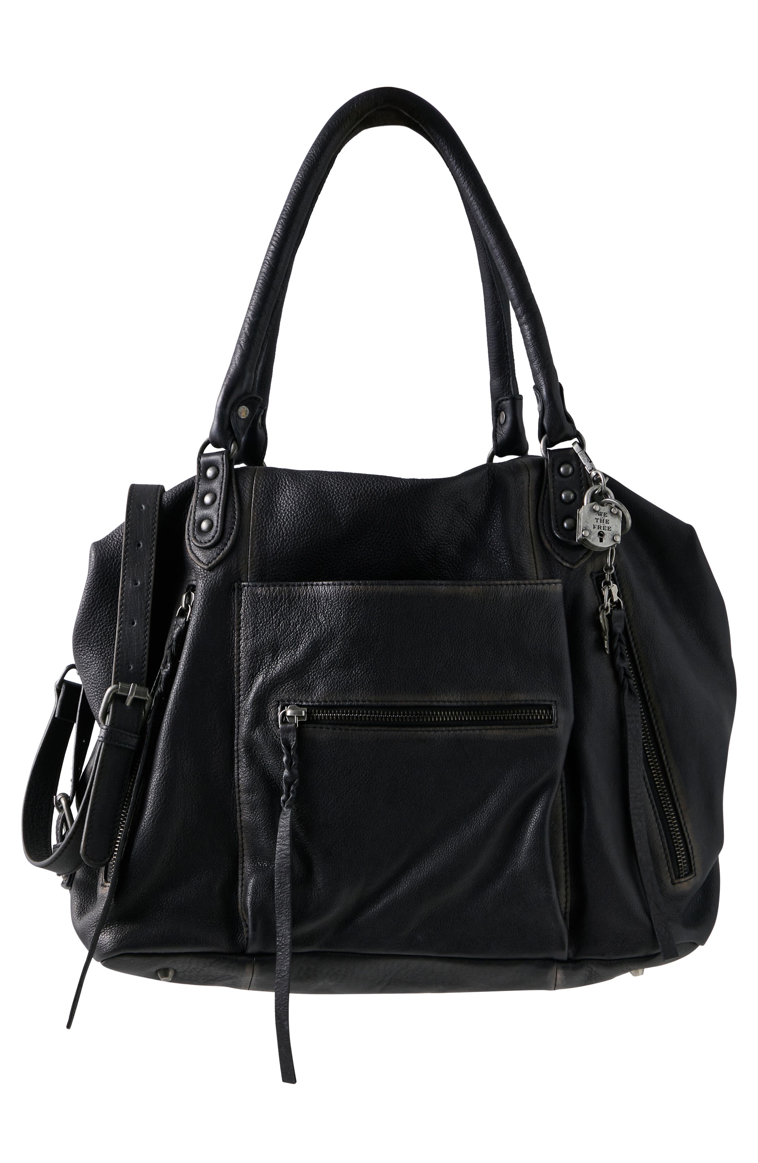 Free People We The Free Emerson Lambskin Leather Tote, Main, color, 