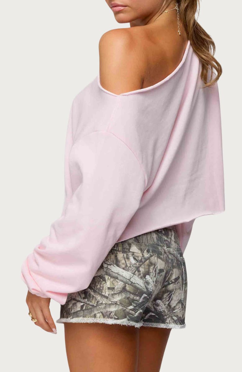 EDIKTED Aveline One-Shoulder Sweatshirt, Alternate, color, Light-Pink