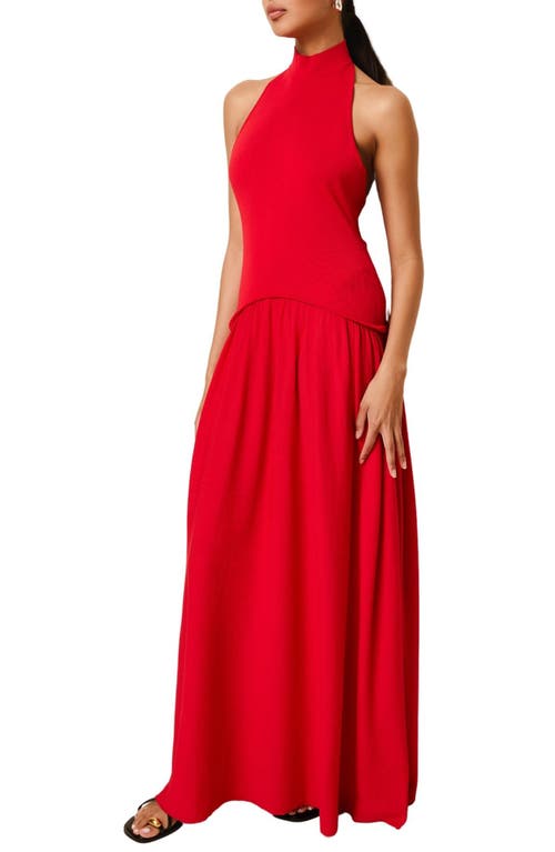 Solid & Striped The Soglio Halter Maxi Dress In Apple Red