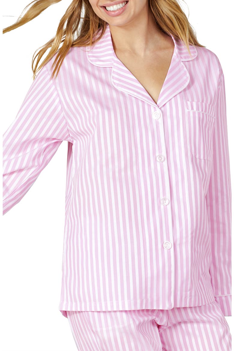 3D Stripe Organic Cotton Sateen Pajamas, Alternate, color, PINK