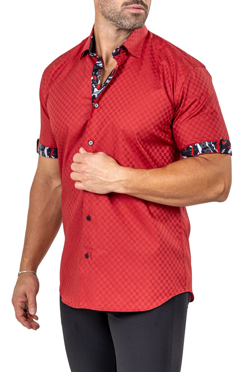 Maceoo Galileo Marthy Short Sleeve Cotton Button-Up Shirt, Alternate, color, 