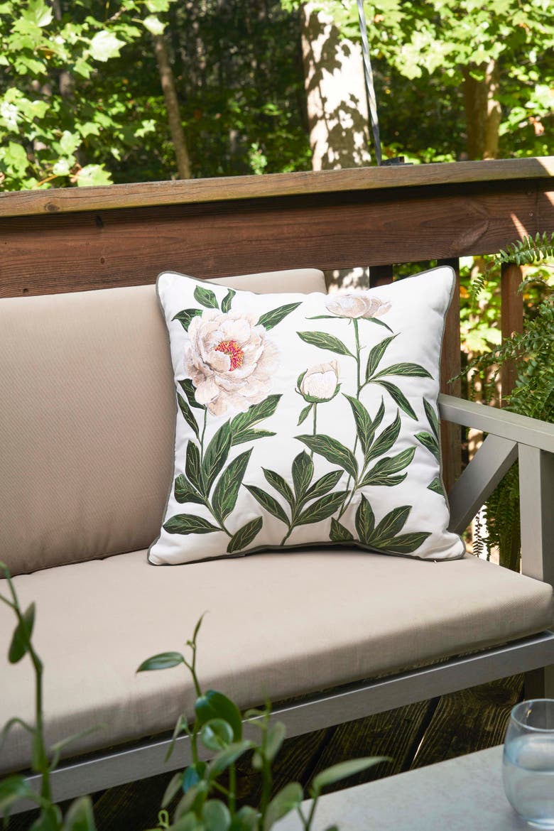 Peony Pillow, Alternate, color, Green