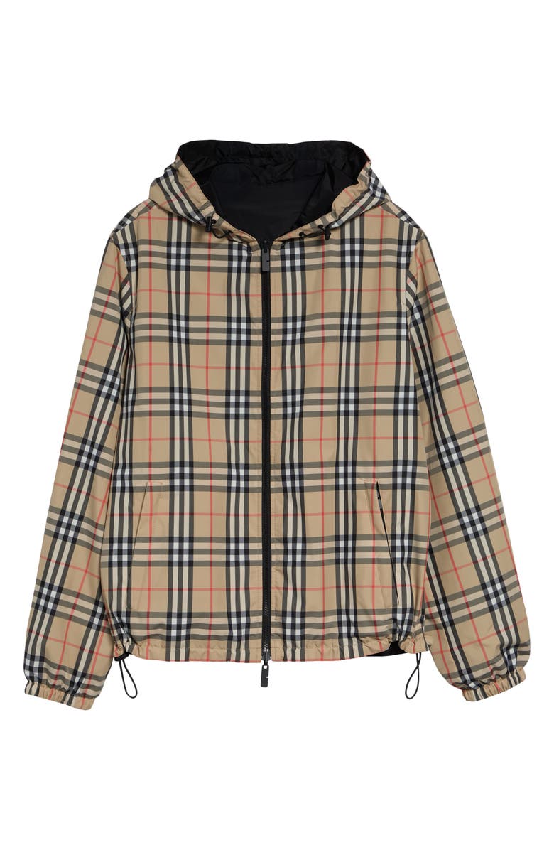 Burberry Newport Reversible Hooded Windbreaker, Main, color, Sand Ip Check