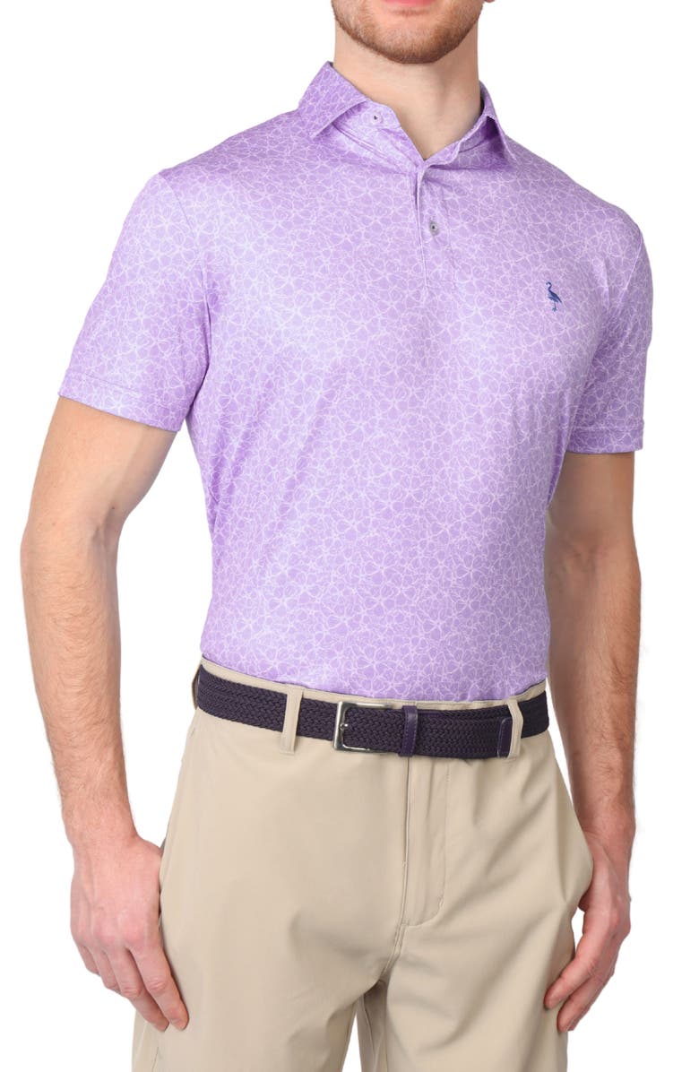 TailorByrd Overlapping Flowers Performance Polo, Alternate, color, Purple