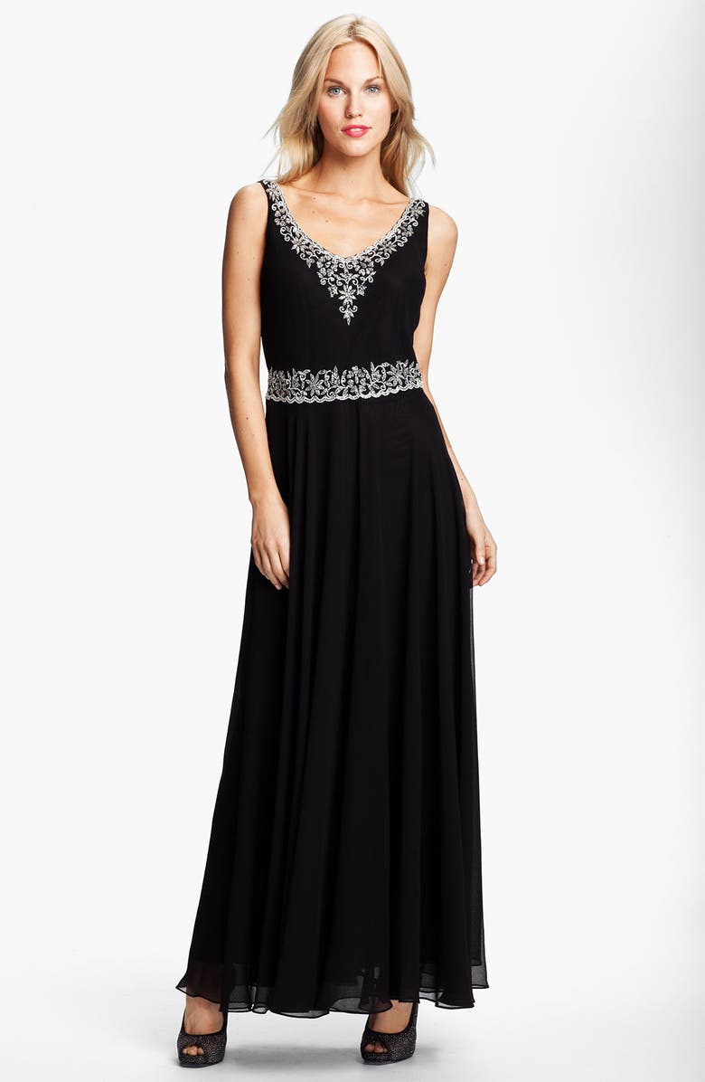 J Kara Beaded Chiffon Gown & Jacket, Alternate, color, 