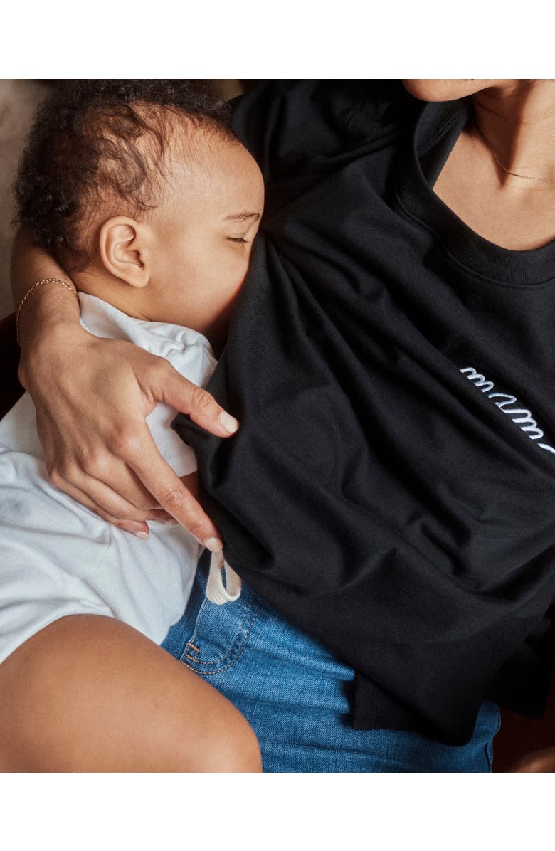 Kindred Bravely Classic Cotton Nursing T-shirt, Alternate, color, Black Embroidered