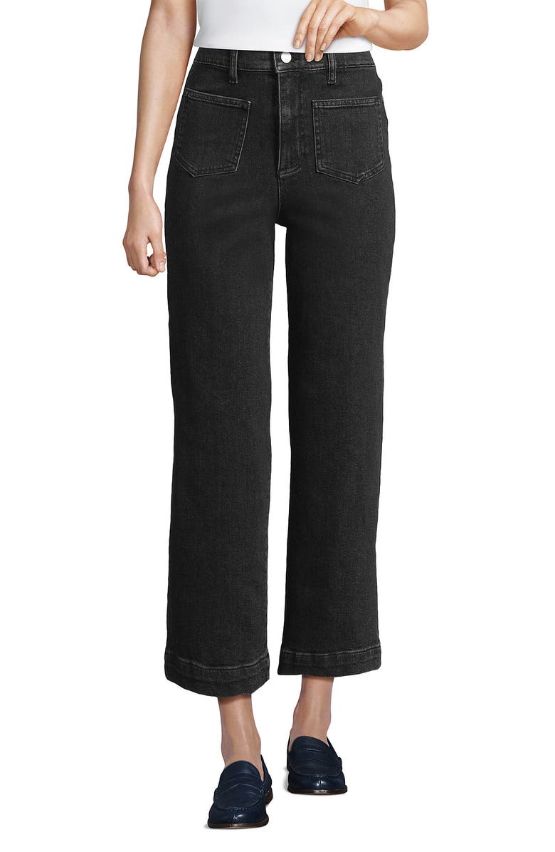 Lands' End Denim High Rise Wide Leg Crop Jeans, Main, color, 