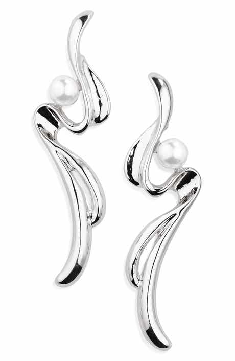 Tasha Faux Pearl Swirl Drop Earrings