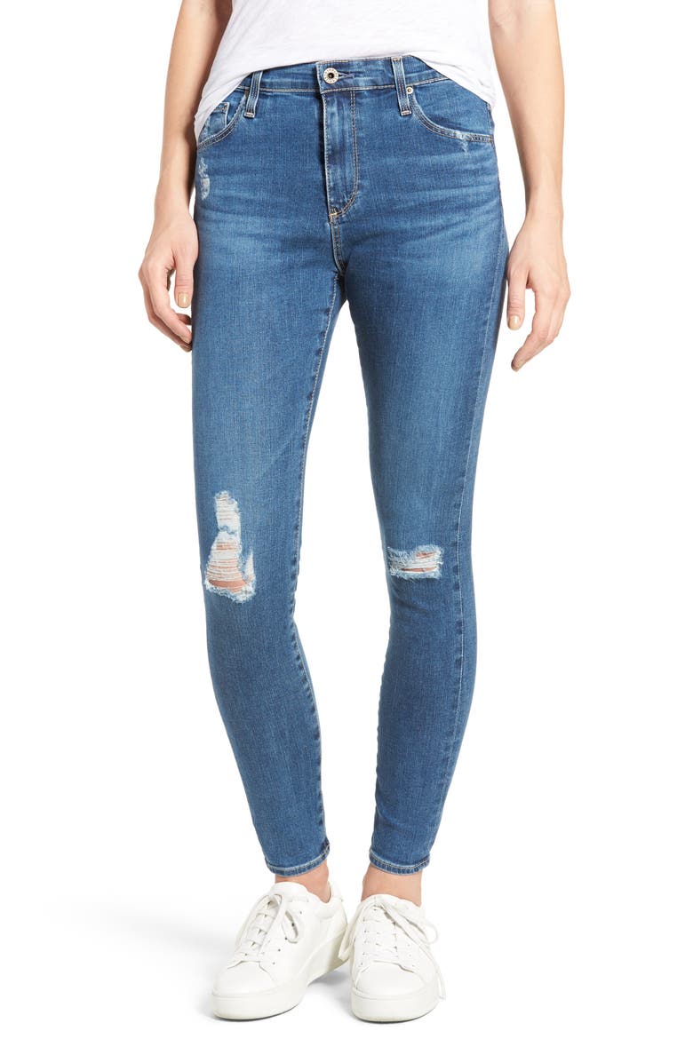 The Farrah High Waist Ankle Skinny Jeans, Main, color, INTERIM DESTROYED