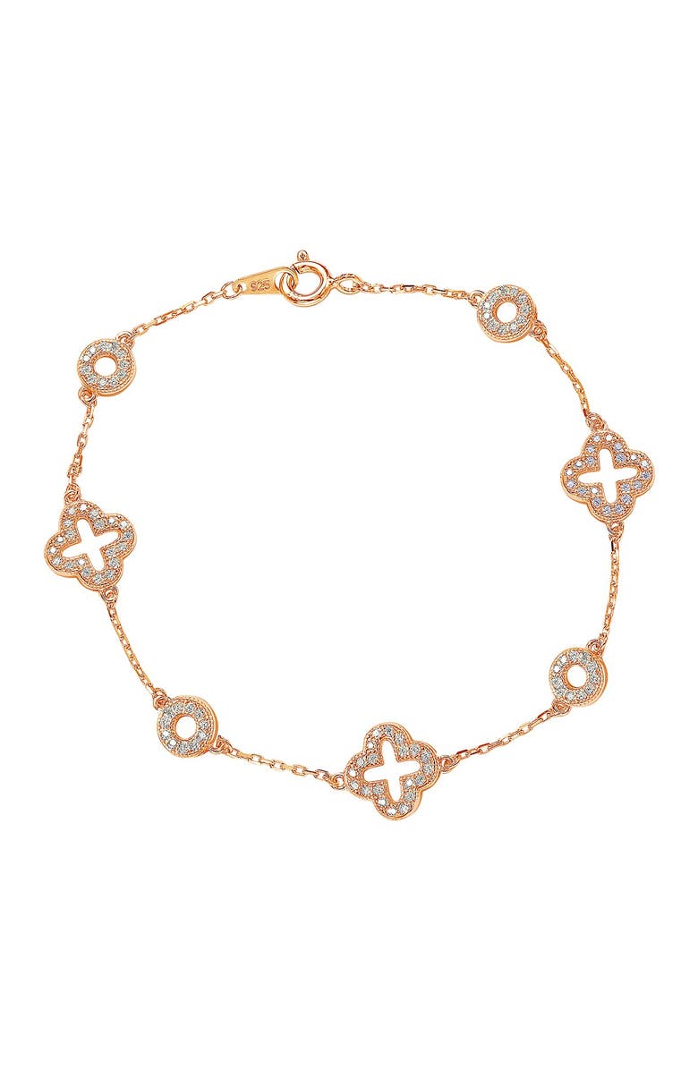 SUZY LEVIAN Sterling Silver CZ Station Bracelet, Main, color, Rose