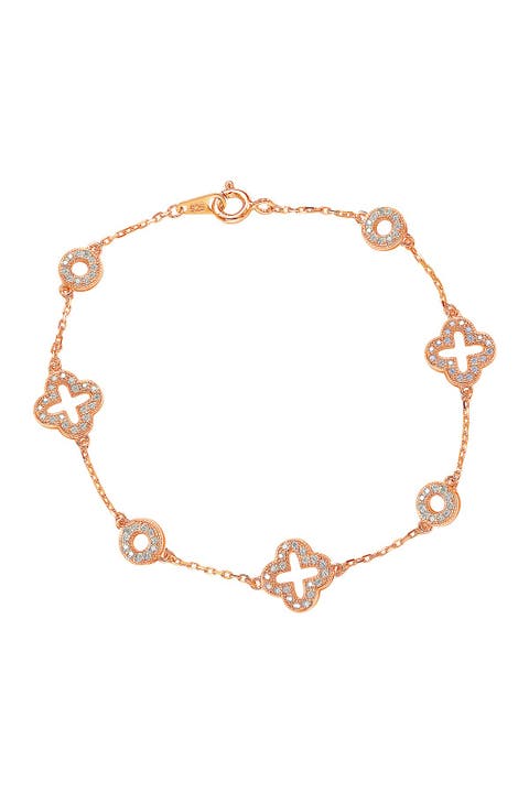 Sterling Silver CZ Station Bracelet