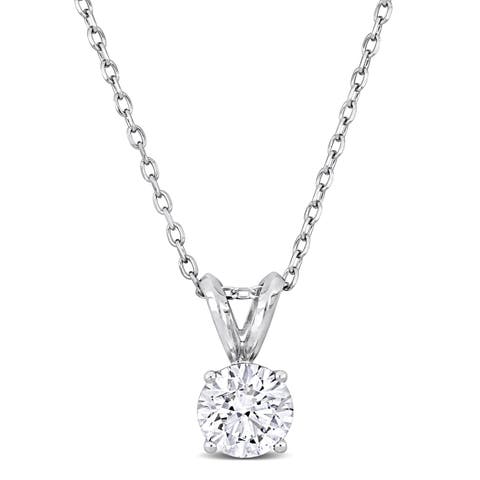 1 CTW Lab-Grown Diamond Solitaire Necklace Platinum