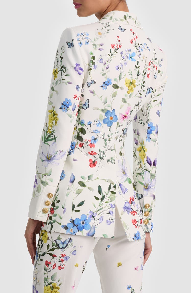 Alice + Olivia Breann Floral Print Blazer, Alternate, color, Twisting Vines Off White