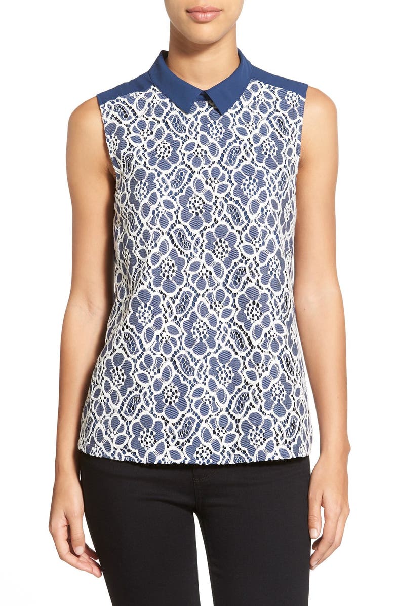 Halogen<sup>®</sup> Floral Front Collared Top, Main, color,