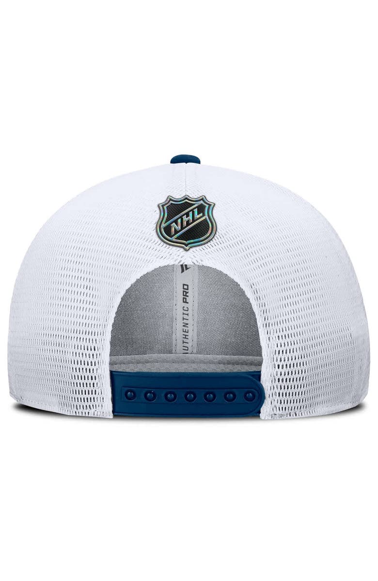 FANATICS Men's Fanatics Deep Sea Blue/White Seattle Kraken Authentic Pro Rink Lockup Adjustable Trucker Hat, Alternate, color, Blue