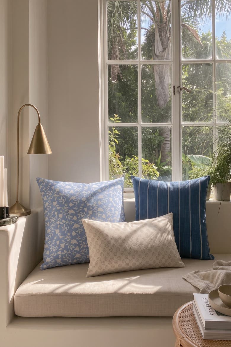Loma Striped Pillow Cover, Alternate, color, Vista Blue