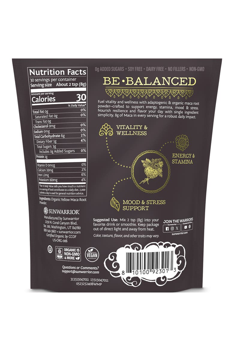 Organic Be Well Maca Powder, 240g Pouch, Alternate, color, No Color