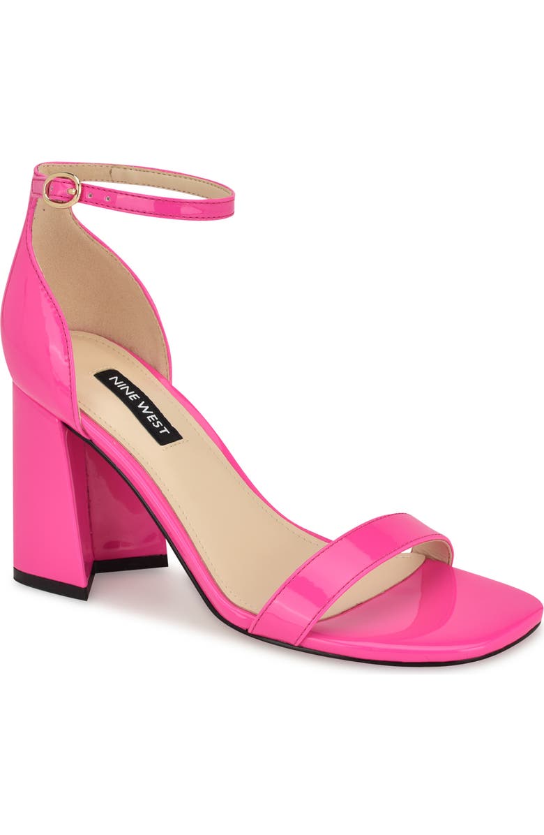 Nine West Ilea Patent Ankle Strap Sandal, Main, color, Bright Pink