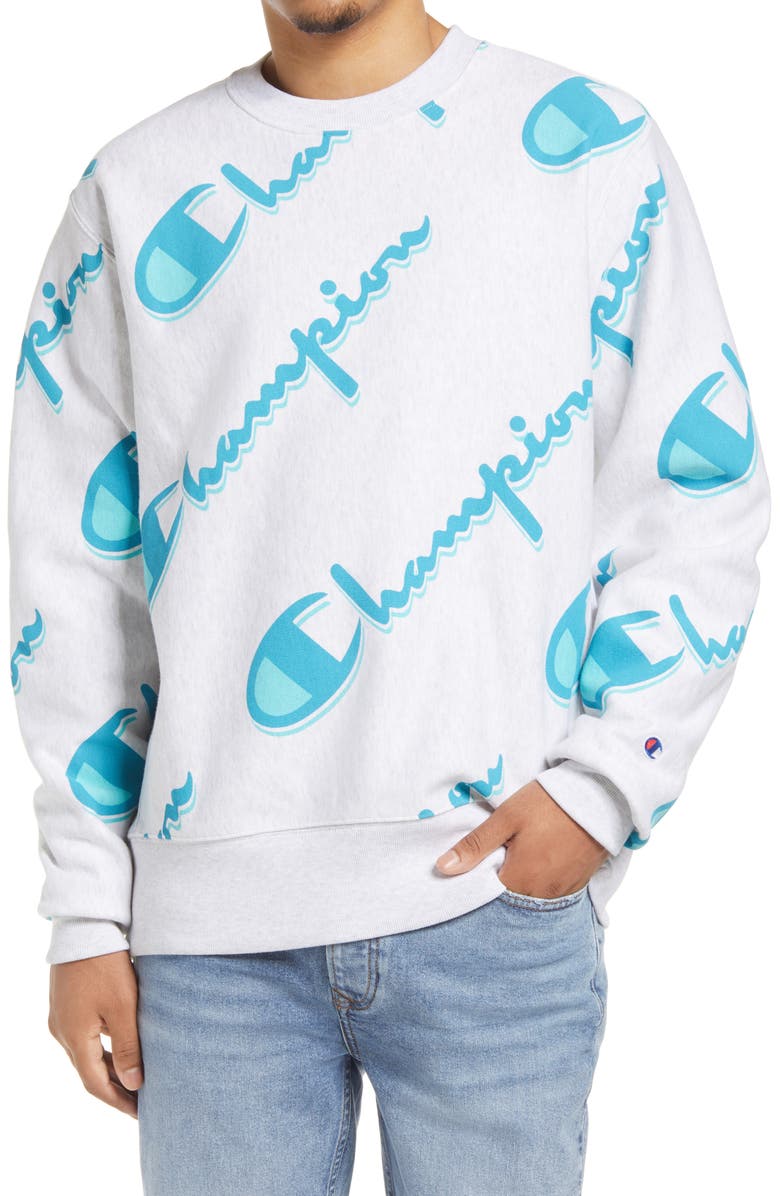 Champion Drop Shadow Logo Crewneck Sweatshirt, Main, color,