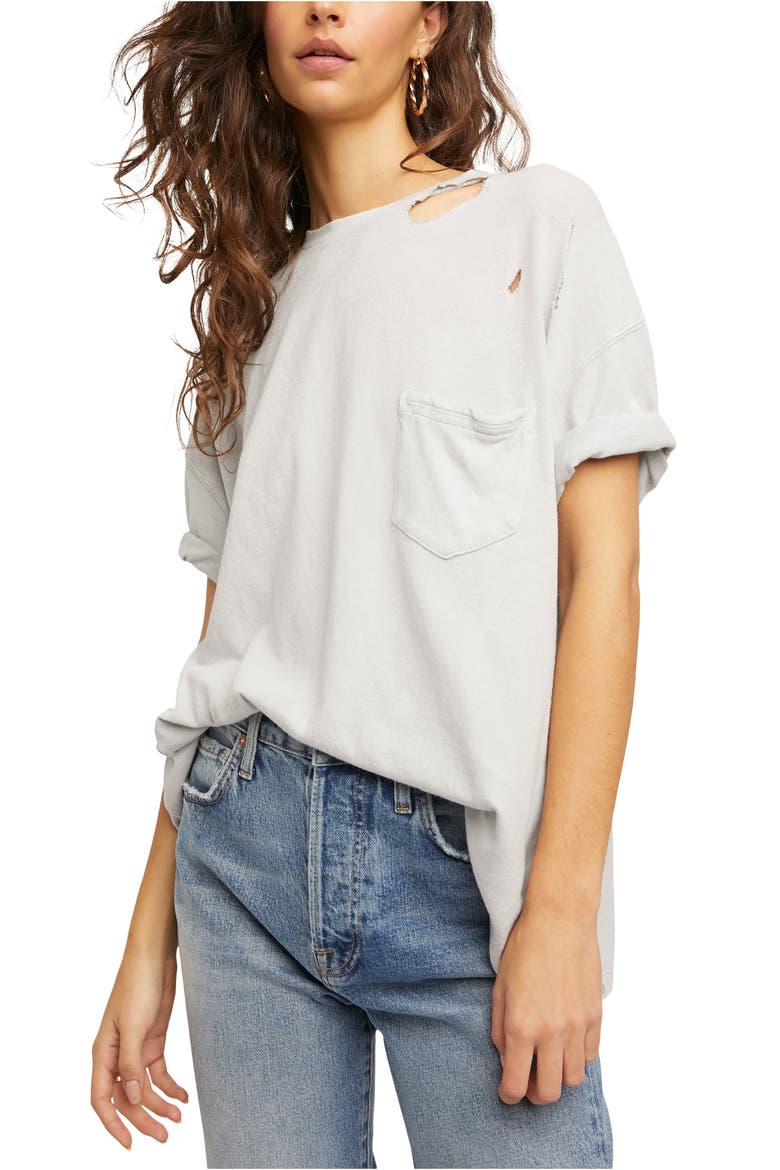 Rubi Ripped Pocket T-Shirt, Main, color, LIGHT GREY