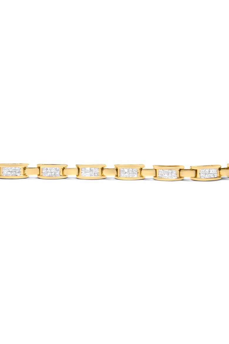 10K Yellow Gold 2.0 Ctw Invisible-Set Princess Diamond Rectangular Link Bracelet, Alternate, color, Yellow