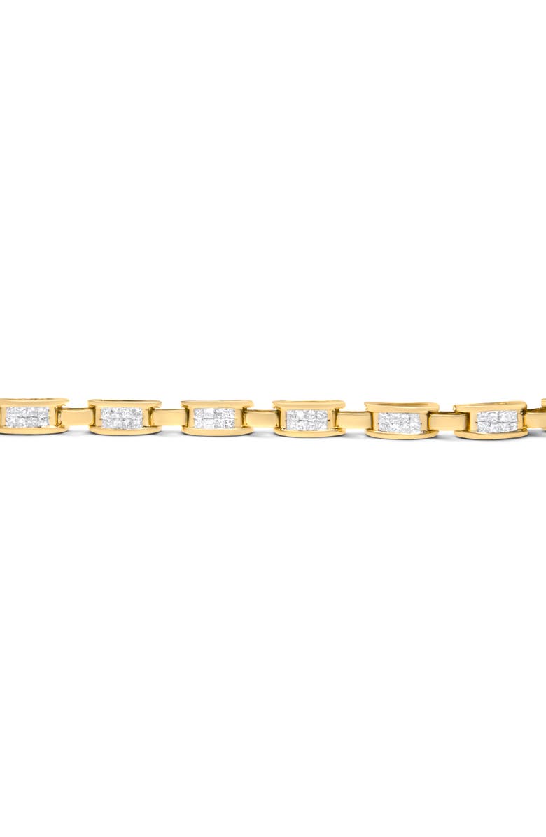 Haus of Brilliance 10K Yellow Gold 2.0 Ctw Invisible-Set Princess Diamond Rectangular Link Bracelet, Alternate, color, Yellow