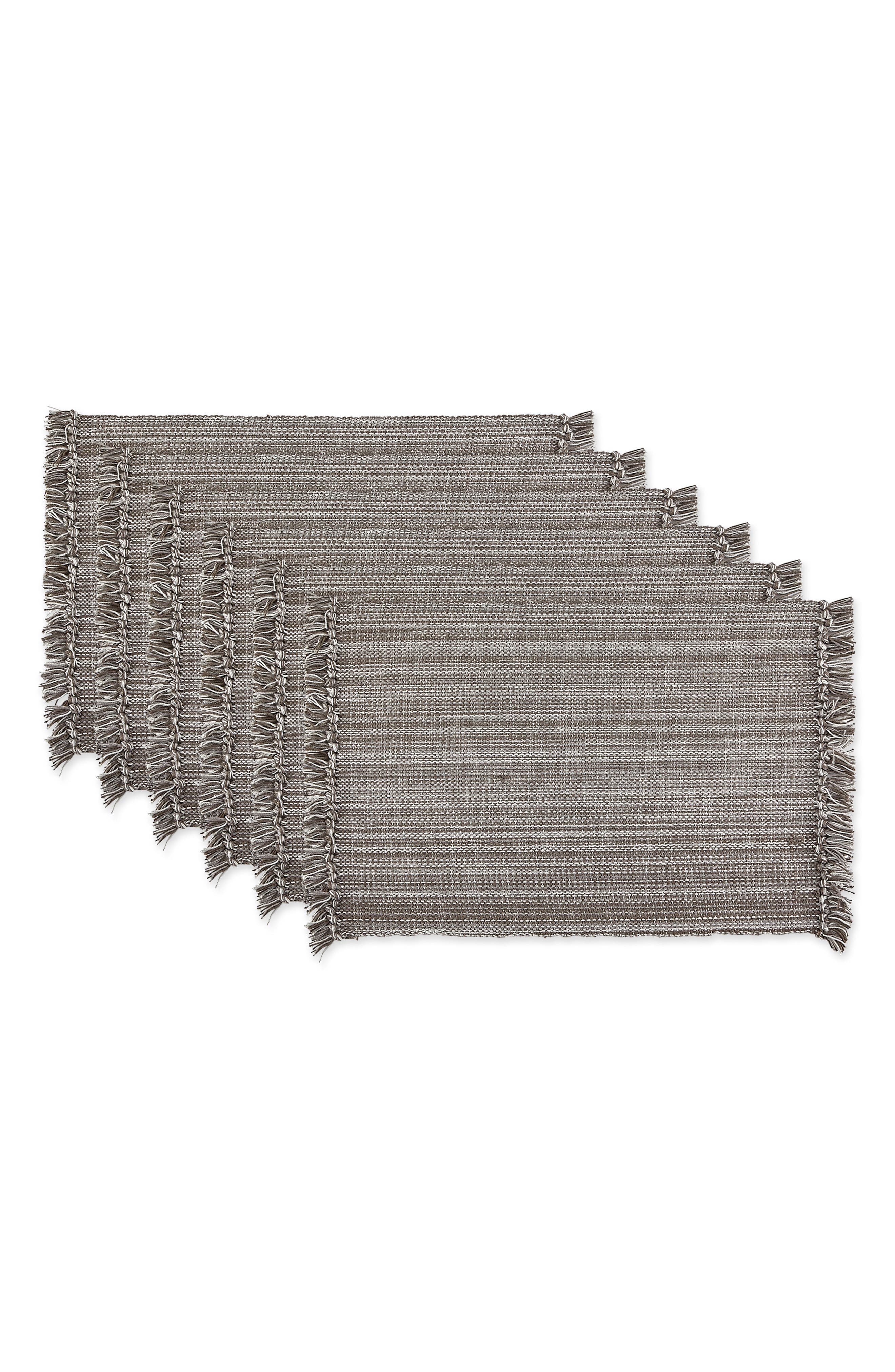 Design Imports Variegated Fringe Set of 6 Placemats