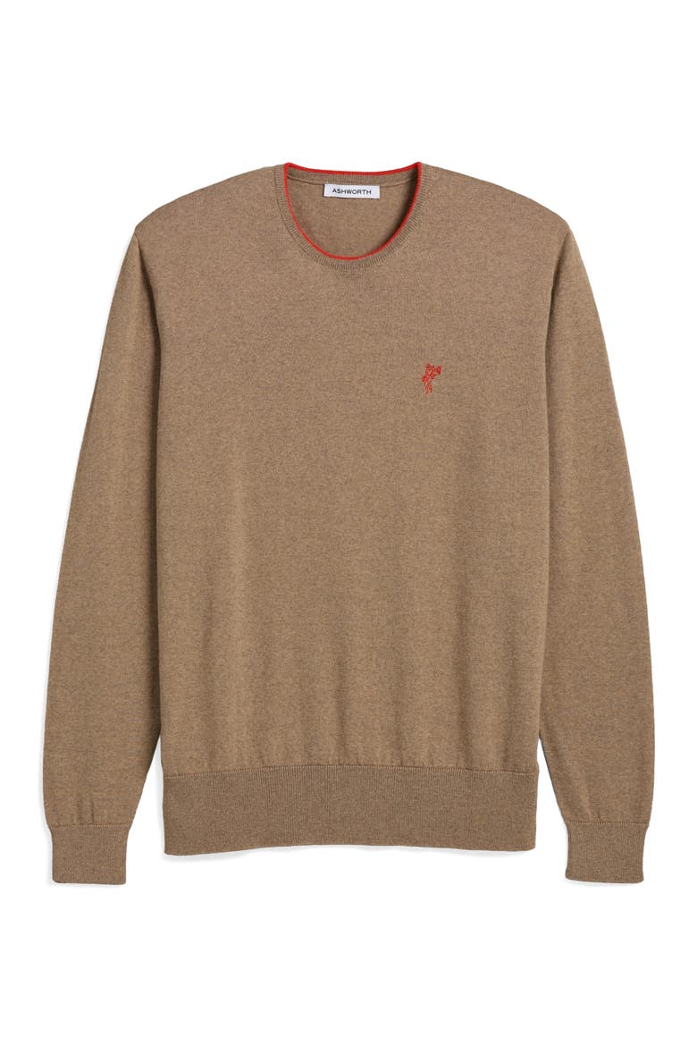 Extrafine Merino Tipped Crewneck, Main, color, Otter
