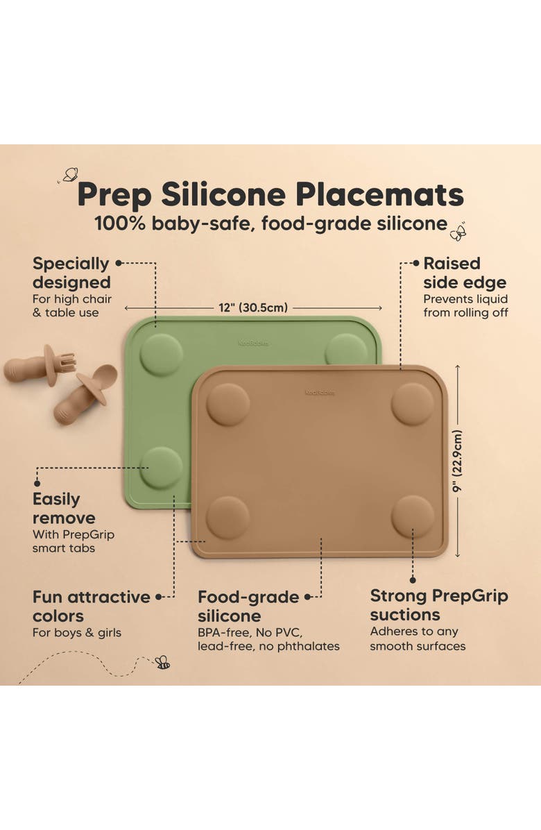 KeaBabies 2-Pack Prep Silicone Placemats, Alternate, color, Desert