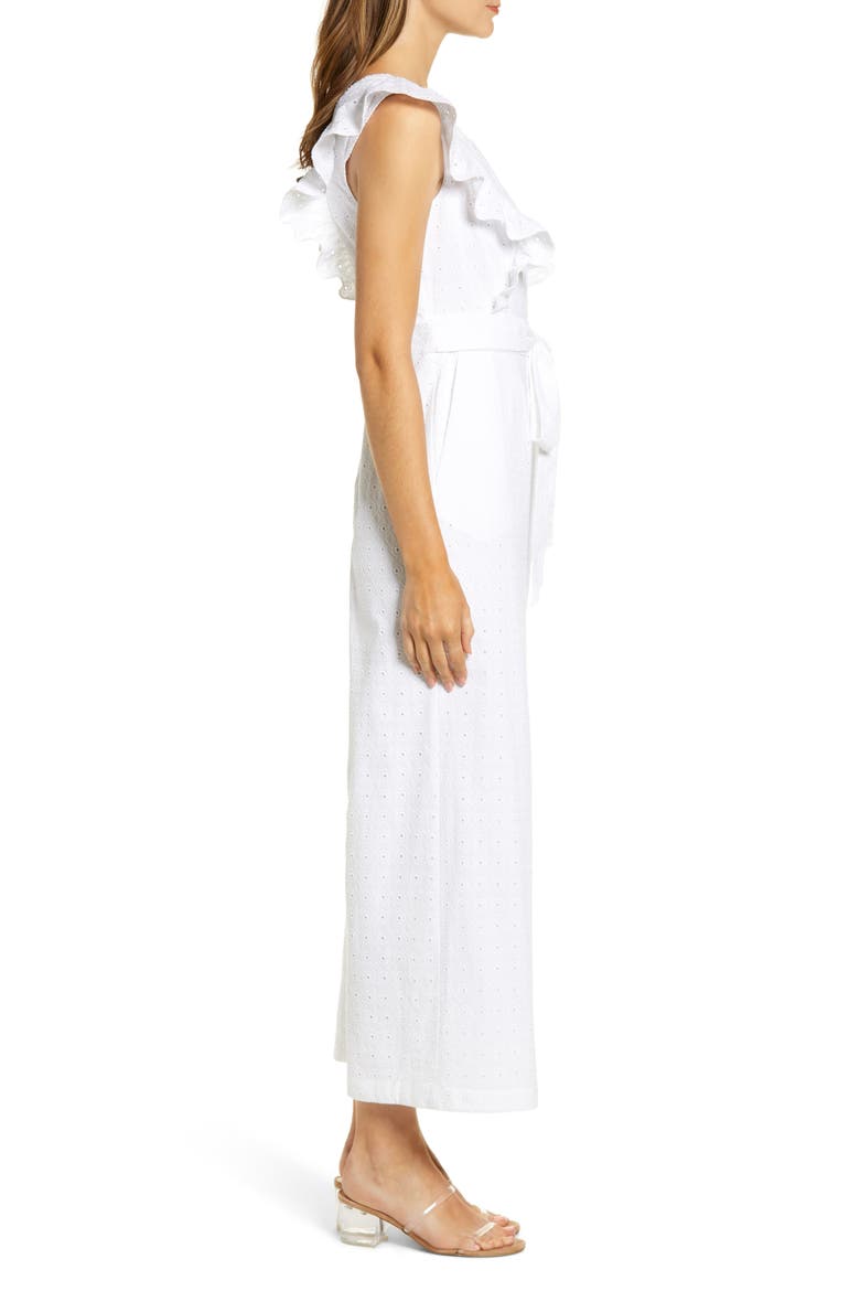 Ruffle Sleeve Lace Jumpsuit, Alternate, color, WHITE