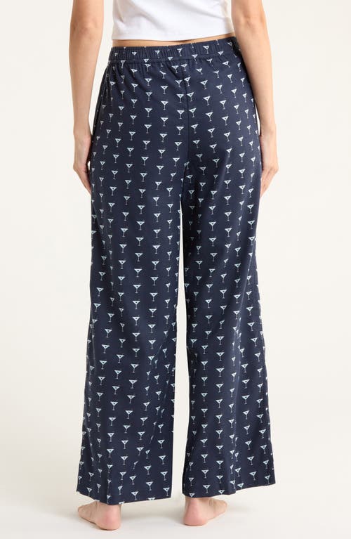 Open Edit Print Flannel Boxer Pajama Pants In Blue