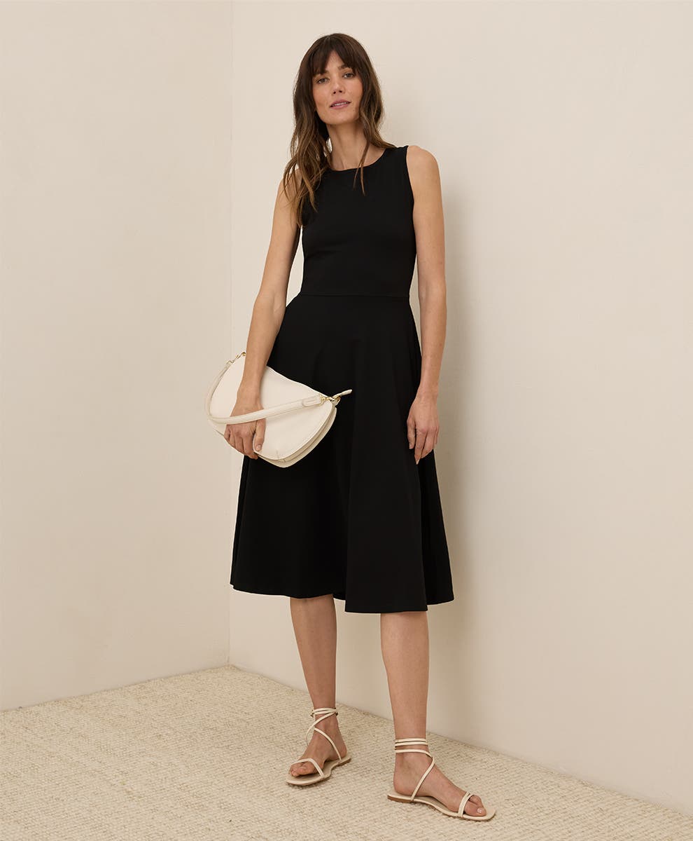 PACT PACT ORGANIC COTTON FIT & FLARE KEYHOLE BACK DRESS