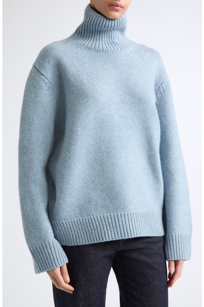 Oversize Lambswool Turtleneck Sweater, Alternate, color, VINTAGE BLUE
