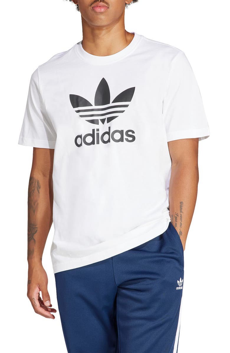 adidas Adicolor Trefoil Cotton Graphic T-Shirt, Main, color, White