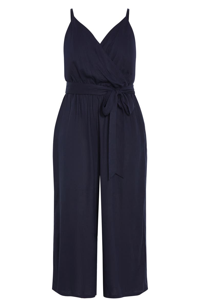 City Chic Lina Belted Jumpsuit, Alternate, color, Navy