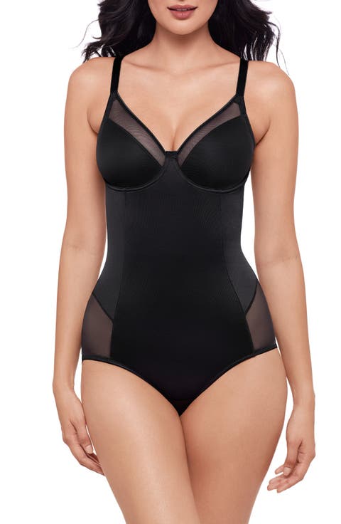 Sheer Mesh Trim Underwire Shaping Bodysuit