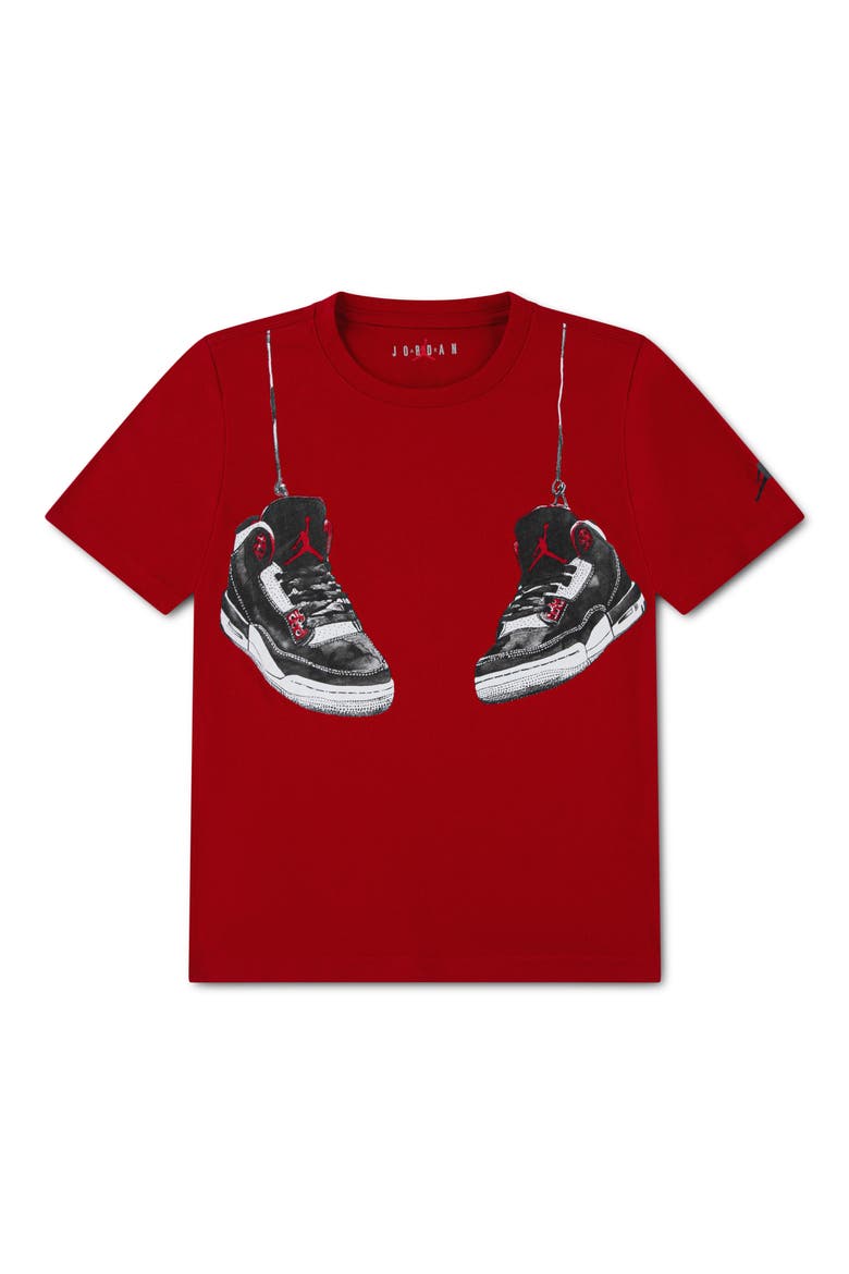 Kids' AJ3 Shoe Strings Graphic T-Shirt, Main, color, GYM RED