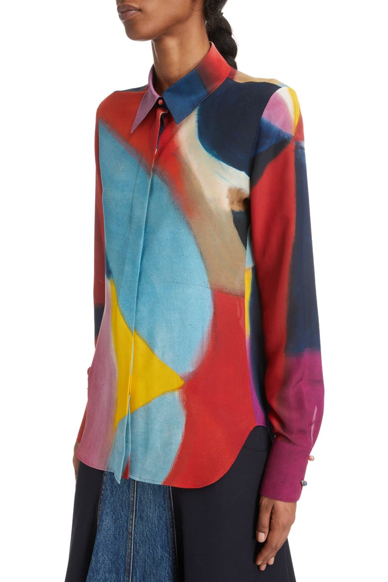Denervaud Print Silk Crêpe de Chine Blouse, Alternate, color, MULTICOLOR 1
