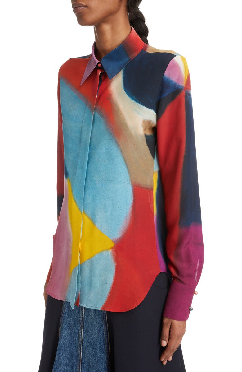 Chloé Denervaud Print Silk Crêpe de Chine Blouse, Alternate, color, 