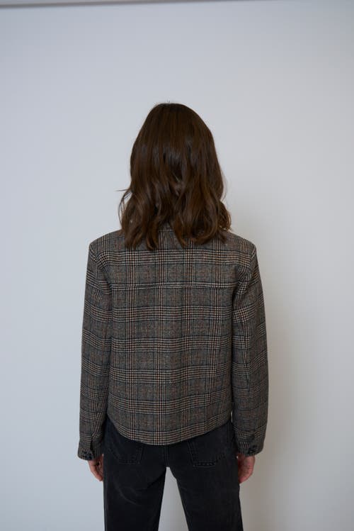 Central Park West Eden Plaid Double Pocket Jacket In Gray